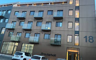 The SJF Apartments building as seen from the front.