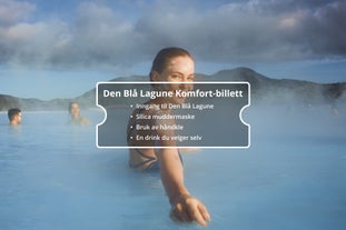 Komfort-billett til Den Blå Lagune er standard inngangspakke til Den Blå Lagune på Island, der du får en silika gjørmemaske og en drink etter eget valg.