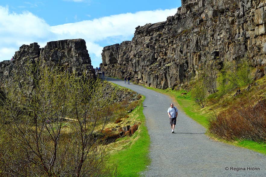 Almannagja kloof Nationaal Park Thingvellir, een van de populairste attracties van de Gouden Cirkel