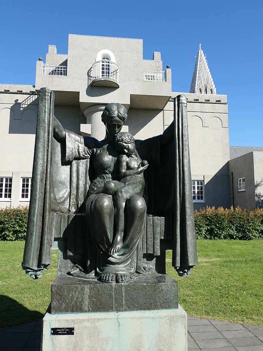 The sculpture 'Protection' by Einar Jonsson, located in the sculpture garden at the Einar Jonsson Museum in Reykjavik