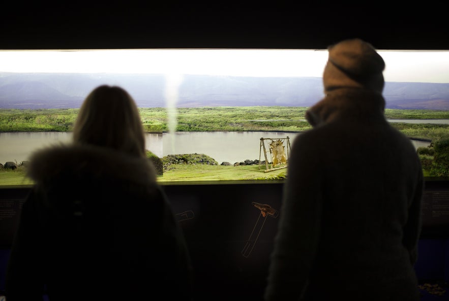 The surrounding screen on the settlement exhibition in Reykjavik, showing the nature as it would have looked like at settlement