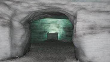 A view of the interior of an artificial ice tunnel on the Langjokull glacier.