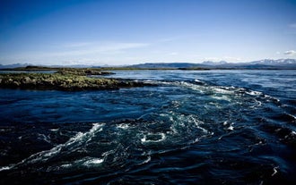 Breidafjordur bay is surrounded by diverse landscapes.