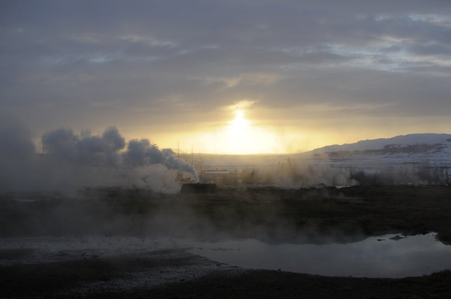 Geothermal heat escaping the ground, south Iceland