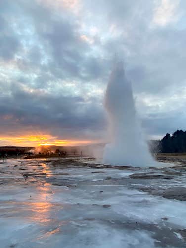 The Strokkur geyser is the show's star at the Geysir geothermal area, one of three Golden Circle attractions.