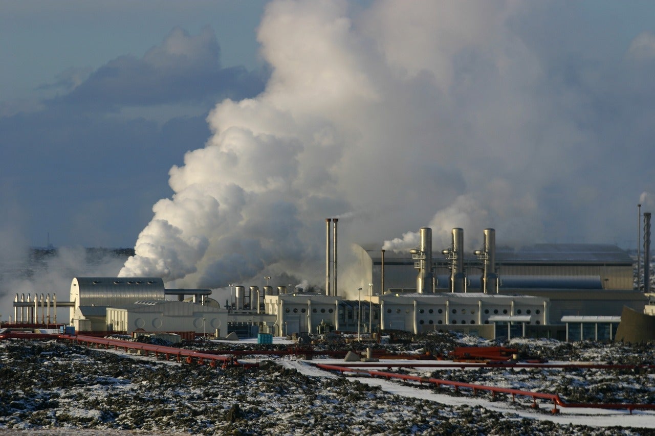Svartsengi Power Station provides electricity to the nearby area and feeds water into the Blue Lagoon.