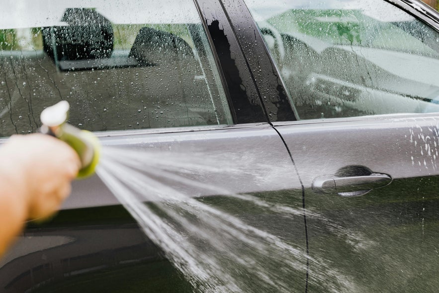 Several Icelandic gas stations offer car wash facilities for road trip travelers.