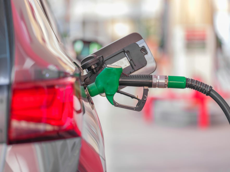 A car refueling at a fuel gas station in Iceland.