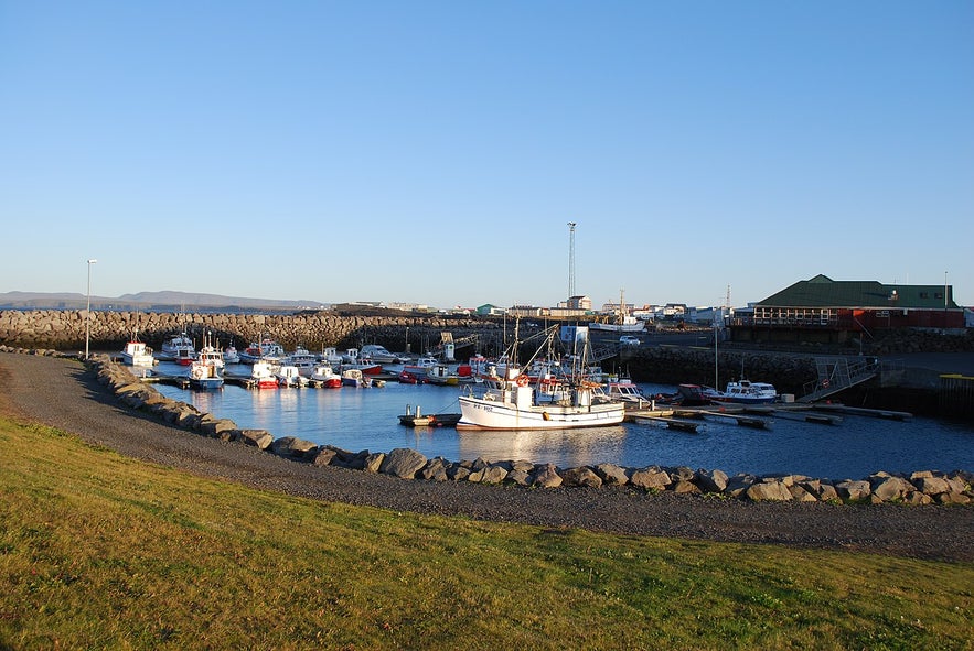 The marina or small boat harbor in Keflavik on a sunny day