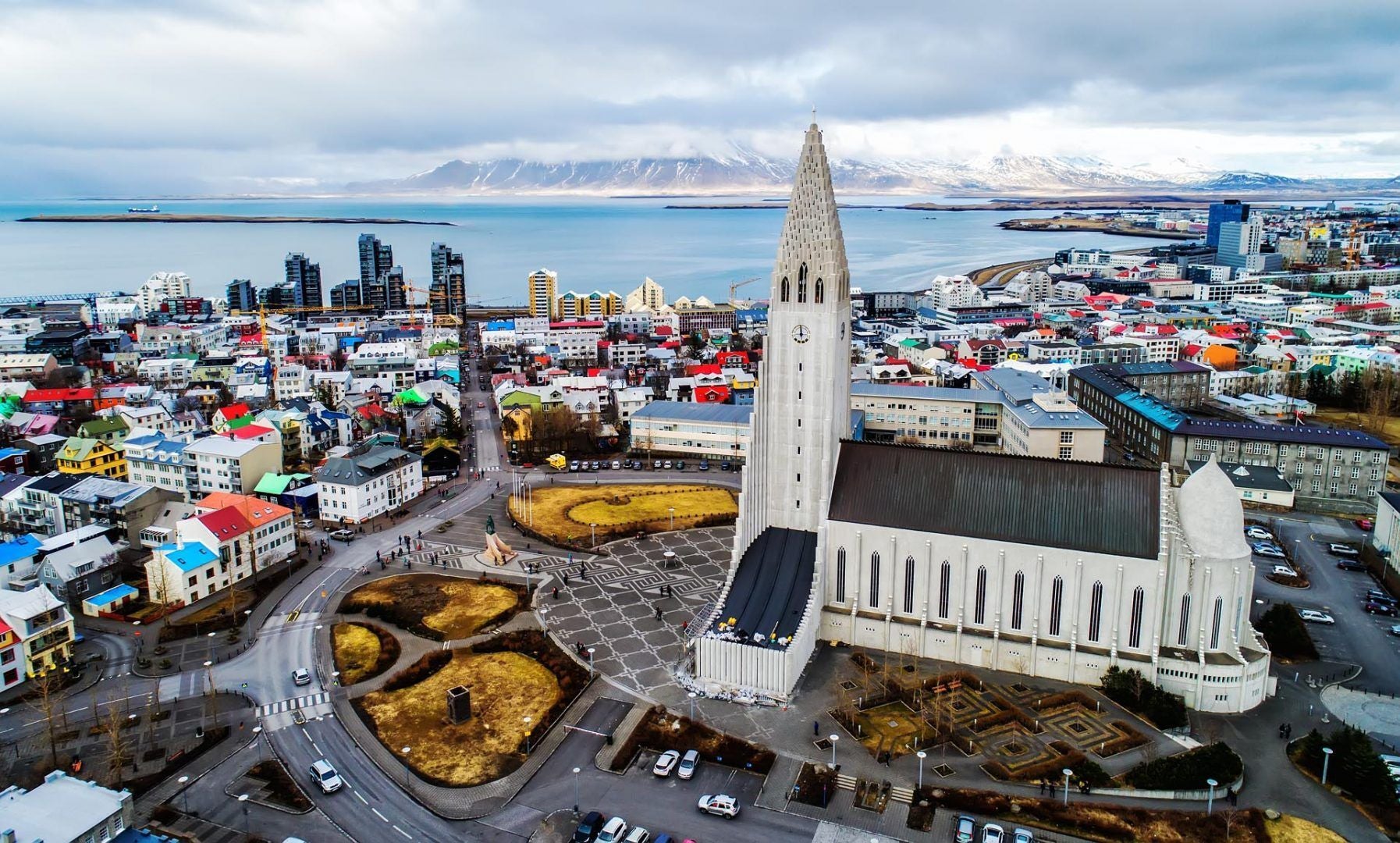 Hallgrimskirkja church in Reykjavik included in transfer sightseeing.