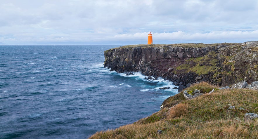 Holmbergsviti lighthouse just outside Keflavik on the Reykjanes Peninsula near Keflavik Airport