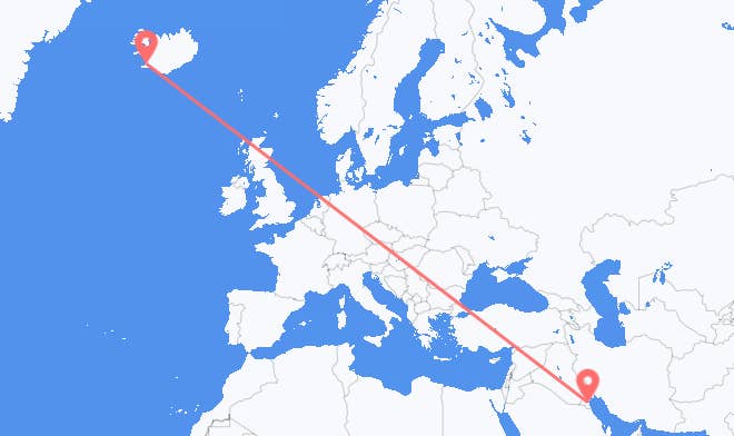 Kuwait City to Reykjavik