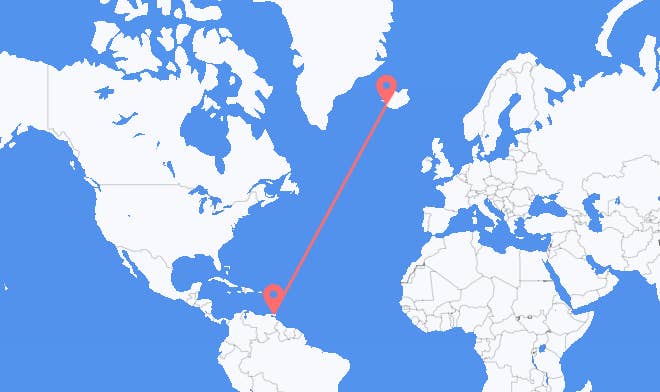 Port of Spain to Reykjavik