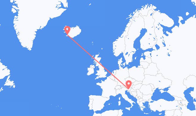Ljubljana til Reykjavik