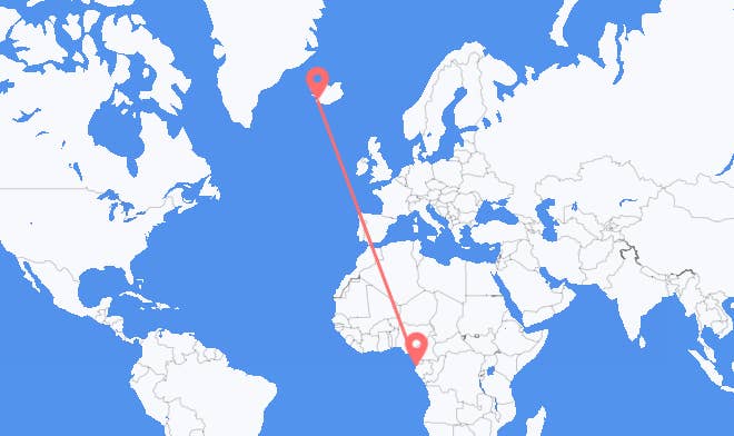 Libreville vers Reykjavik