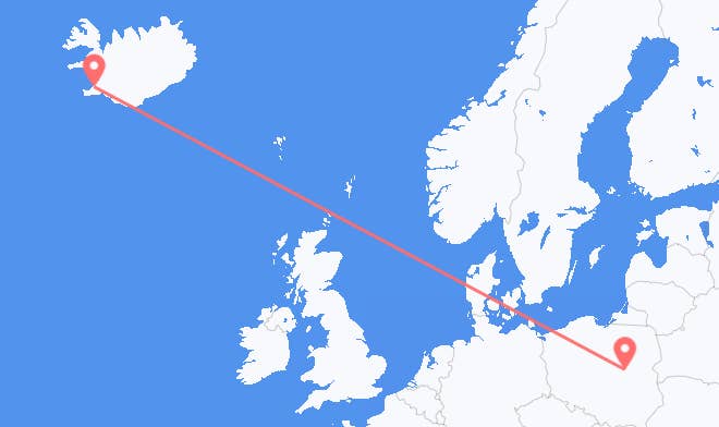 Warszawa til Reykjavik