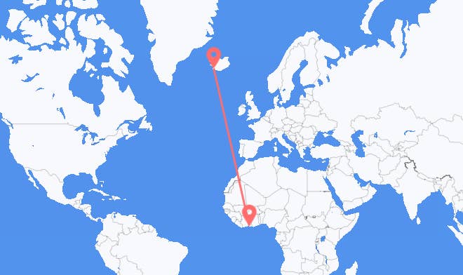 Abidjan vers Reykjavik