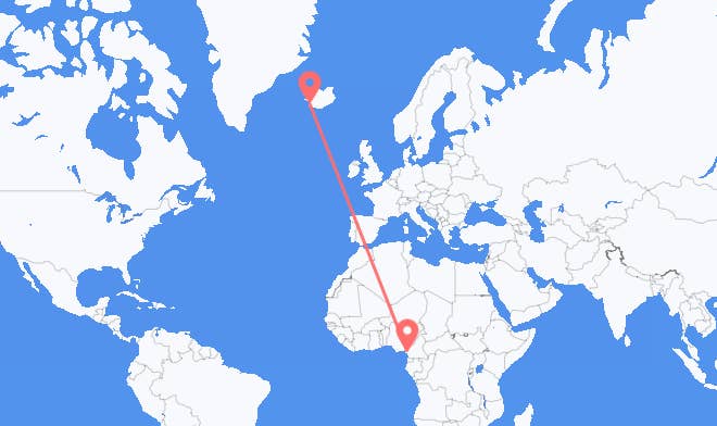 Douala vers Reykjavik