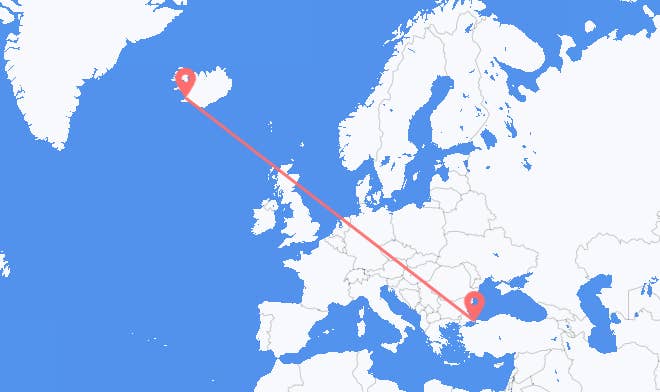 Istanbul til Reykjavik