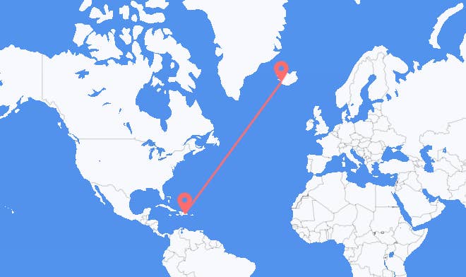 Santo Domingo til Reykjavik