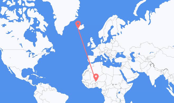 Niamey vers Reykjavik