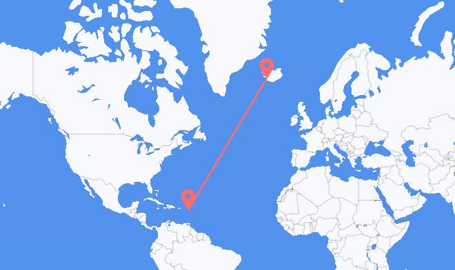 Antigua to Reykjavik