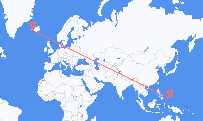 Koror to Reykjavik