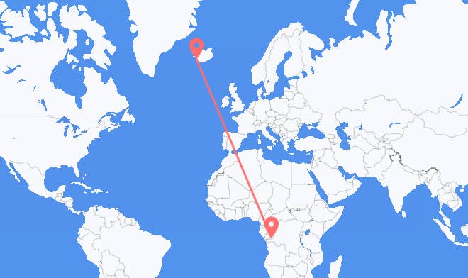 Kinshasa vers Reykjavik