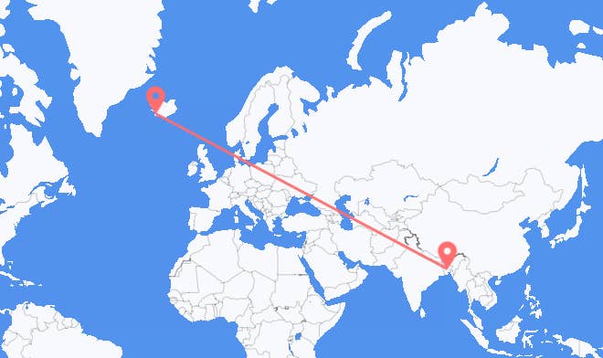 Dhaka til Reykjavik