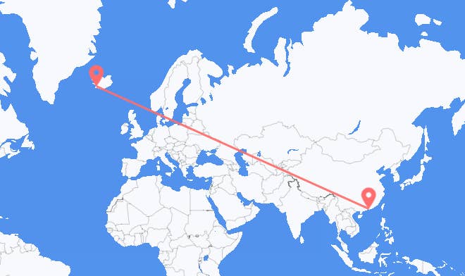深圳市 前往雷克雅未克