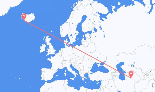 Ashgabat to Reykjavik