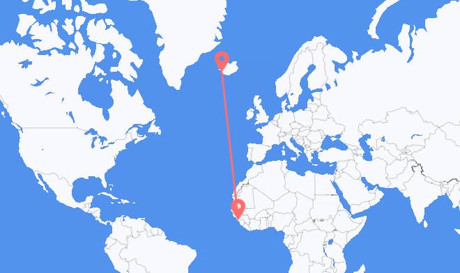 Conakry vers Reykjavik