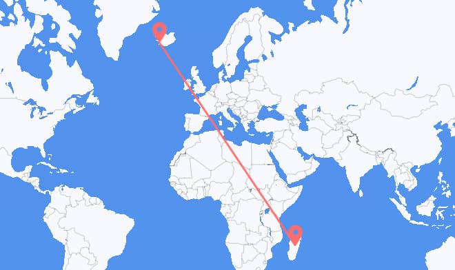 Antananarivo vers Reykjavik