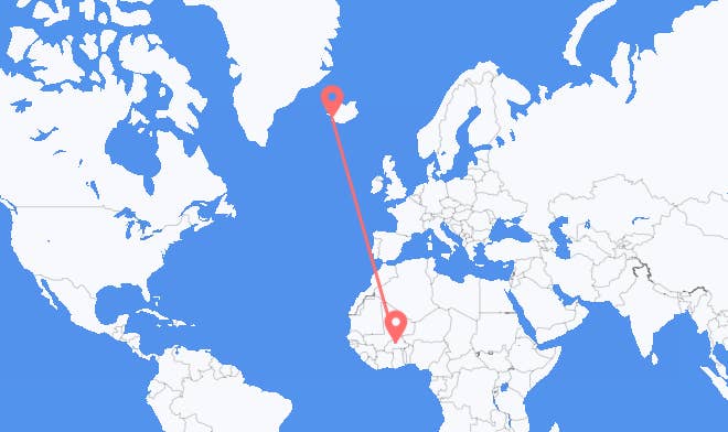 Ouagadougou vers Reykjavik