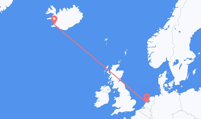 Amsterdam naar Reykjavik