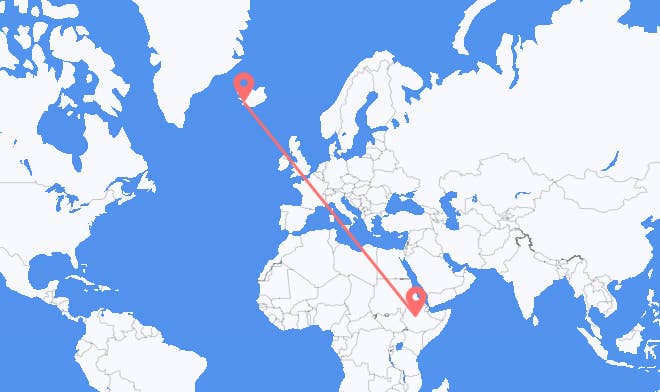 Addis Ababa to Reykjavik