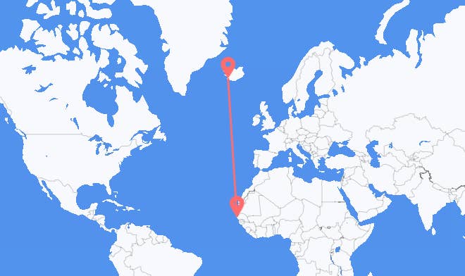 Dakar vers Reykjavik