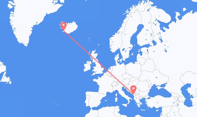 Podgorica til Reykjavik