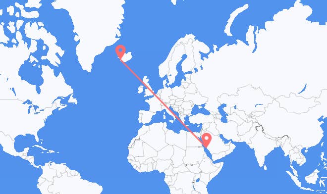 Jeddah til Reykjavik