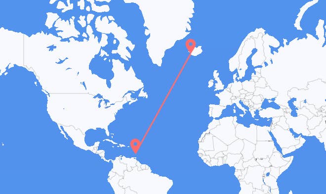 Saint Vincent to Reykjavik
